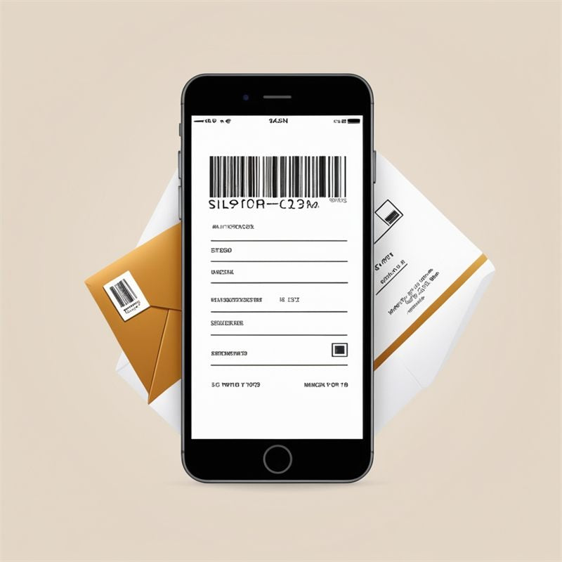 Prepaid shipping label on a phone screen